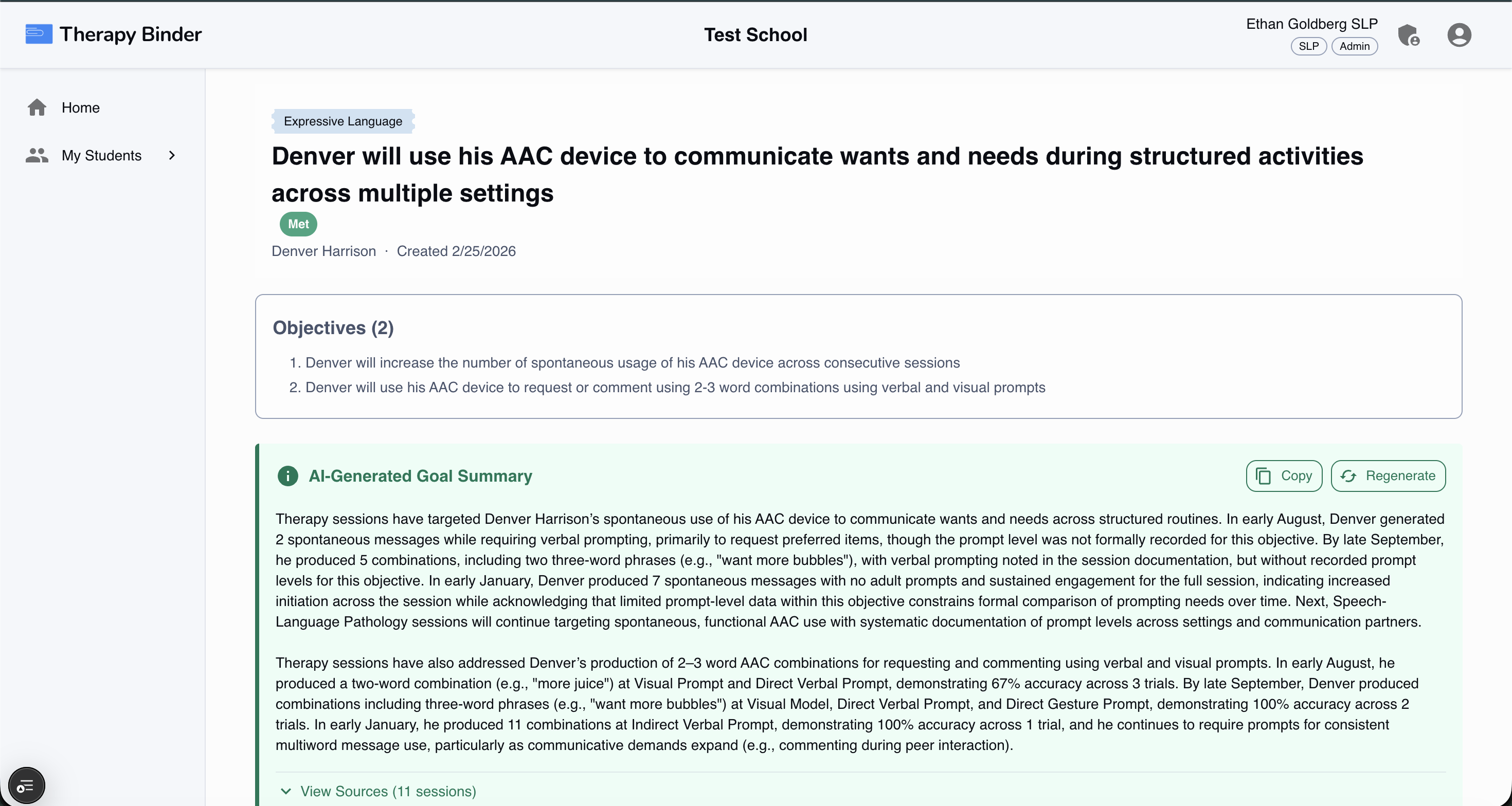 Goal insights - AI-generated goal summary
